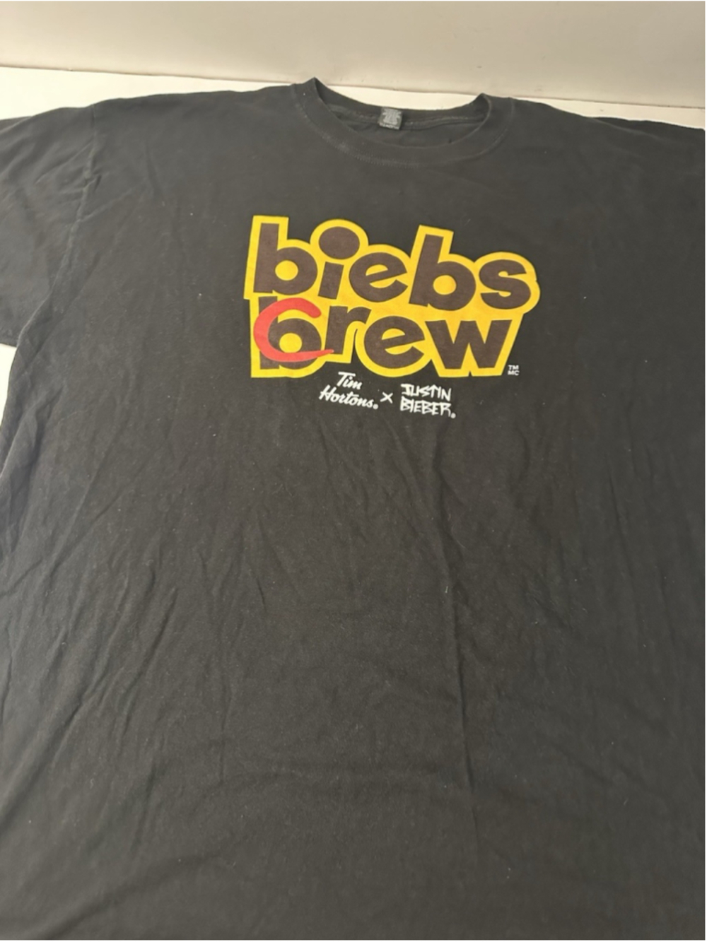 Tim Hortons x Justin Bieber Biebs Brew Promo T-Shirt Black Mens XL